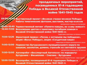 Программа праздничных мероприятий, посвящённых 81-й годовщине Победы в Великой Отечественной войне 1941-1945 гг.